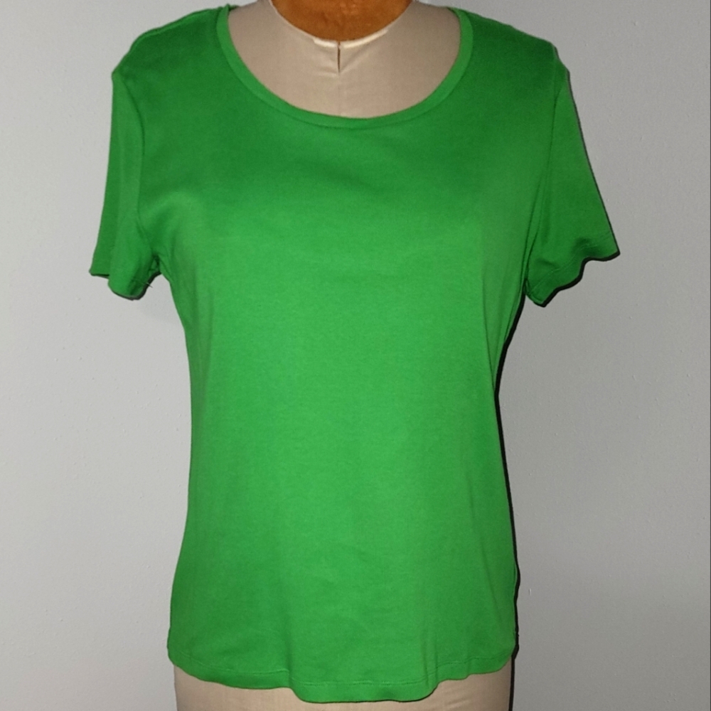 Anne Klein Kelly Green Short Sleeve Shirt Sz XL